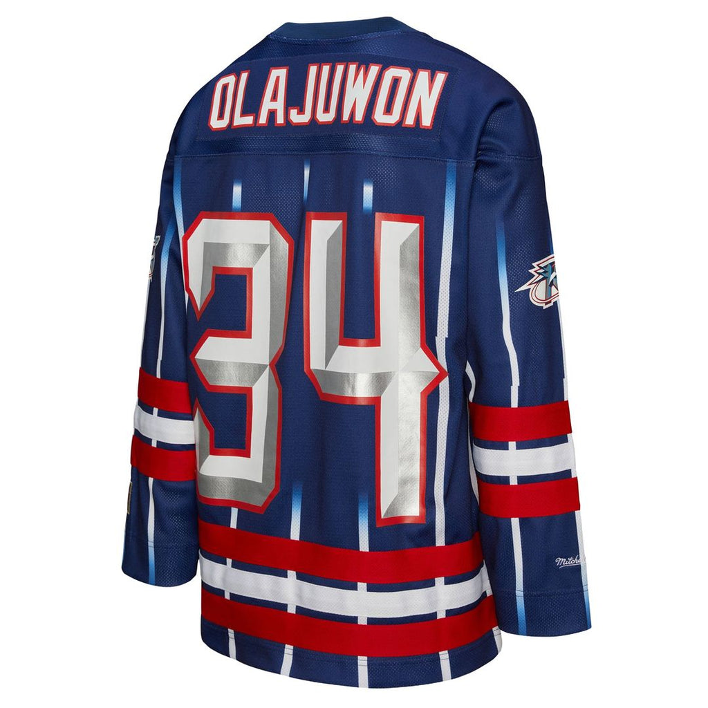 Hakeem Olajuwon Houston Rockets Mitchell & Ness Unisex Maxxed Out Fashion Hockey Jersey - Navy | NBA Fan Gear