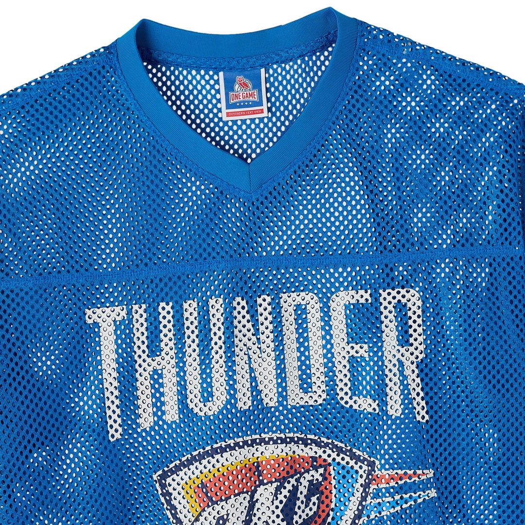 Oklahoma City Thunder OVO x NBA Mesh Football Fashion Jersey - Blue | October's Very Own Fan Gear