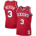 Allen Iverson Philadelphia 76ers Mitchell & Ness 2002/ 03 Hardwood Classics Swingman Jersey - Red | NBA Fan Gear