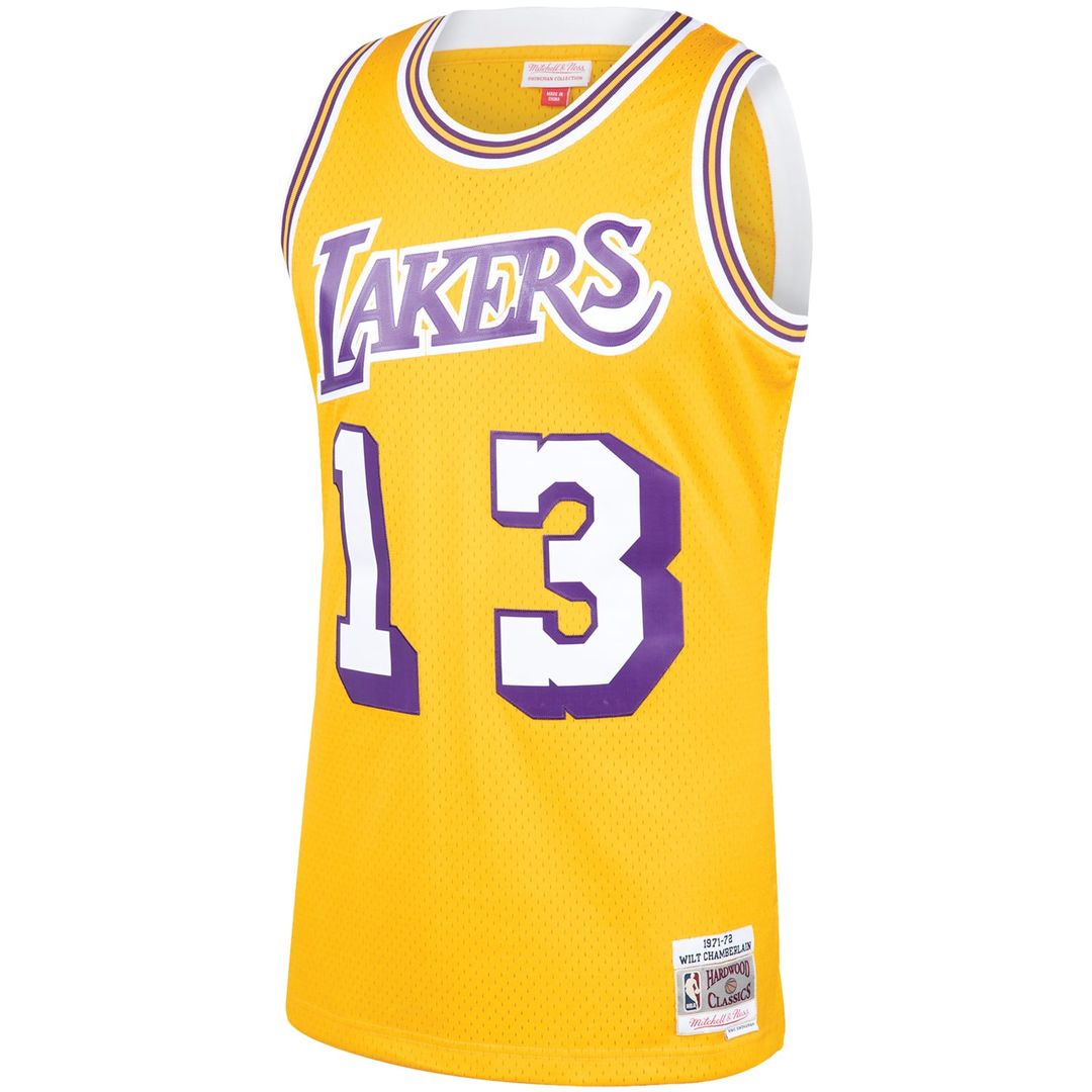 Wilt Chamberlain Los Angeles Lakers Mitchell & Ness 1971/ 72 Hardwood Classics Swingman Jersey - Gold | NBA Fan Gear