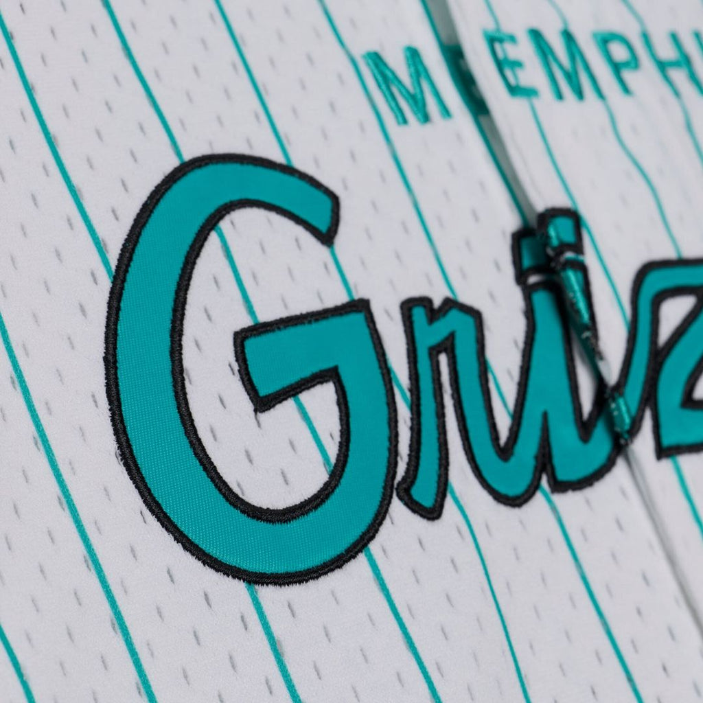 Memphis Grizzlies Mitchell & Ness Head Coach Pinstripe Mesh Full-Button Baseball Jersey - White | NBA Fan Gear