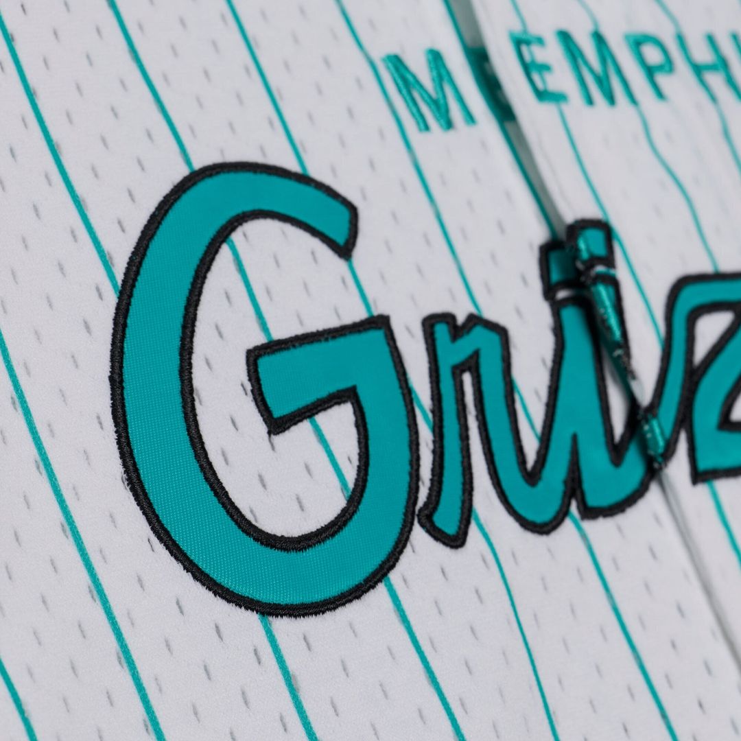 Memphis Grizzlies Mitchell & Ness Head Coach Pinstripe Mesh Full-Button Baseball Jersey - White | NBA Fan Gear