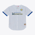 Golden State Warriors Mitchell & Ness Head Coach Pinstripe Mesh Full-Button Baseball Jersey - White | NBA Fan Gear