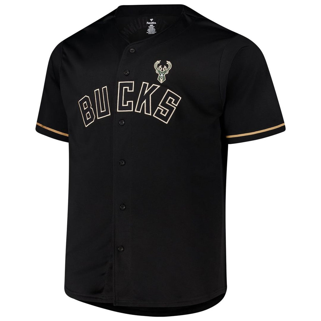 Giannis Antetokounmpo Milwaukee Bucks Profile Big & Tall Name & Number Button-Up Jersey - Black | NBA Fan Gear