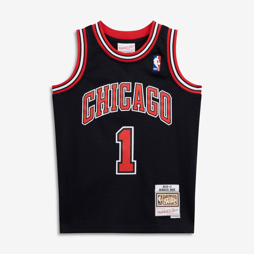 Derrick Rose Chicago Bulls Mitchell & Ness Youth 2010/ 11 Hardwood Classics Swingman Jersey - Black | NBA Fan Gear