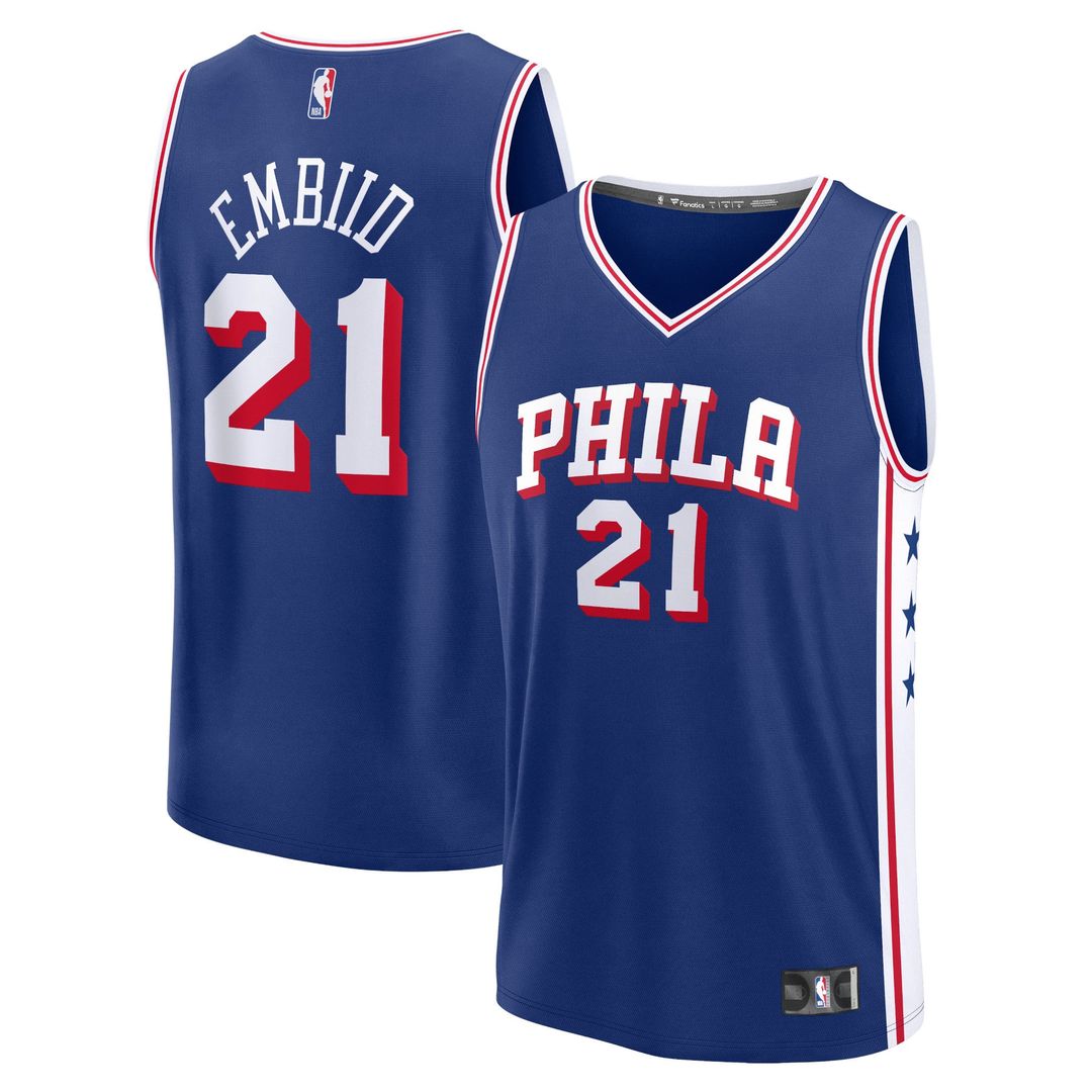 Joel Embiid Philadelphia 76ers Fanatics Fast Break Replica Jersey - Icon Edition - Royal | NBA Fan Gear