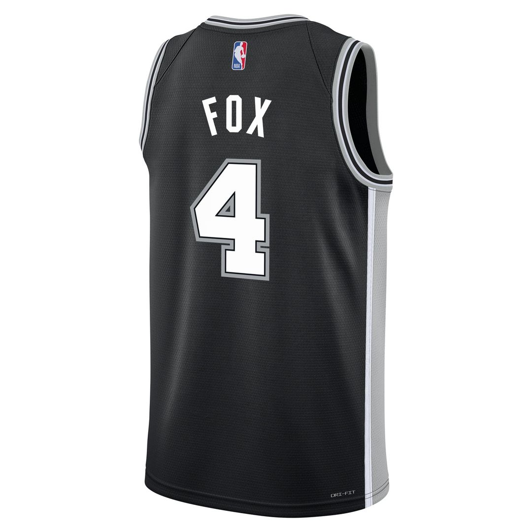 De'Aaron Fox San Antonio Spurs Nike Youth Swingman Jersey - Icon Edition - Black | NBA Fan Gear