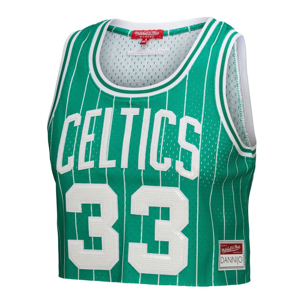 Larry Bird Boston Celtics Mitchell & Ness x DANNIJO Women's Fashion Cropped Basketball Jersey - Kelly Green | NBA Fan Gear