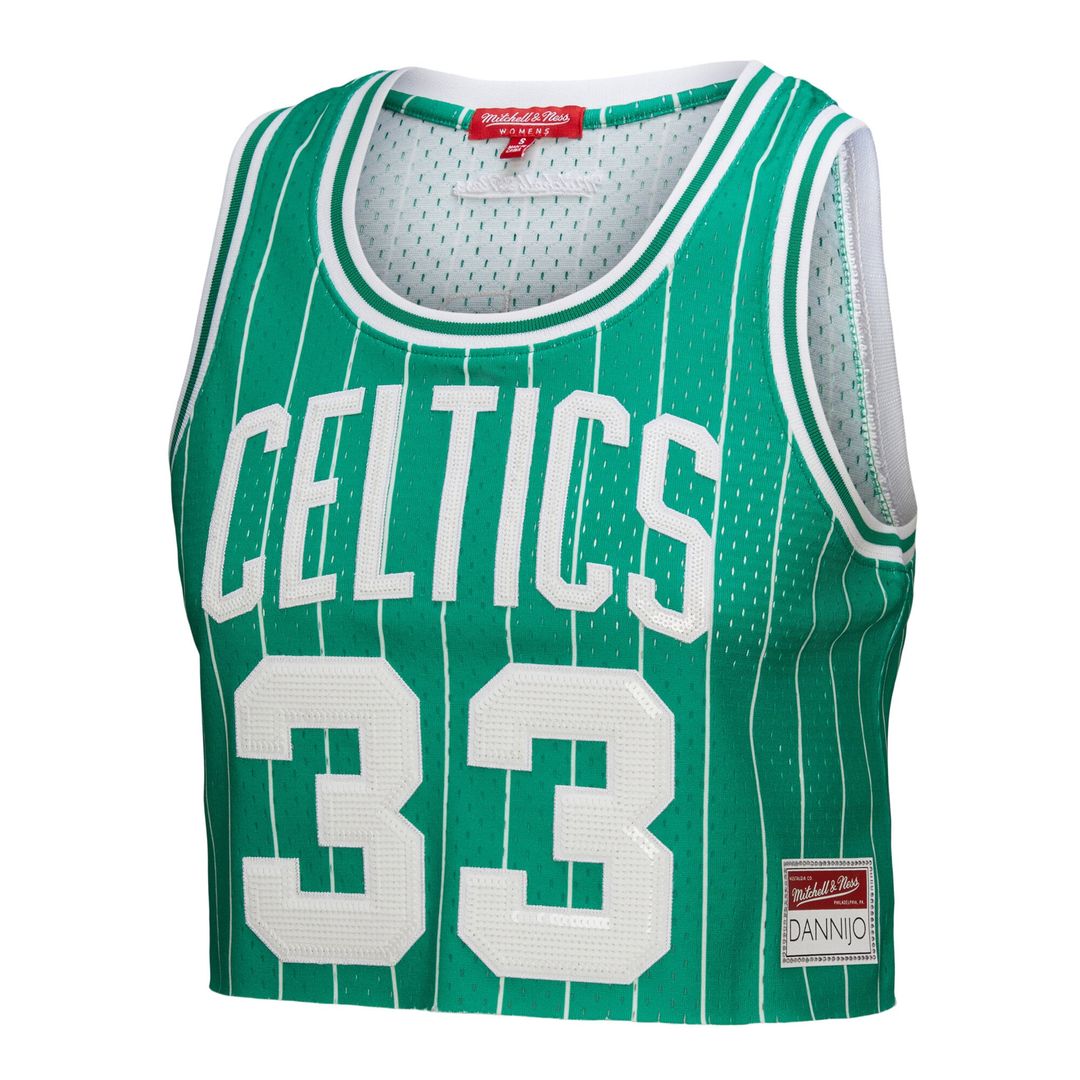 Larry Bird Boston Celtics Mitchell & Ness x DANNIJO Women's Fashion Cropped Basketball Jersey - Kelly Green | NBA Fan Gear