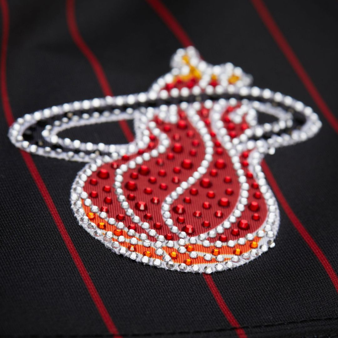 Dwyane Wade Miami Heat Mitchell & Ness x DANNIJO Women's Cropped Football Fashion Jersey - Black | NBA Fan Gear