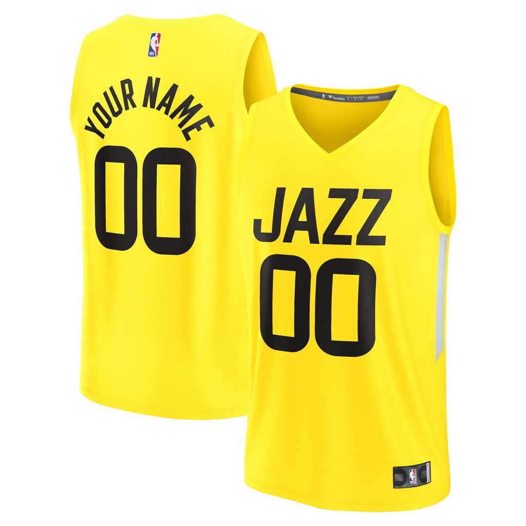 Utah Jazz Fanatics Fast Break Replica Custom Jersey - Icon Edition - Yellow | NBA Fan Gear