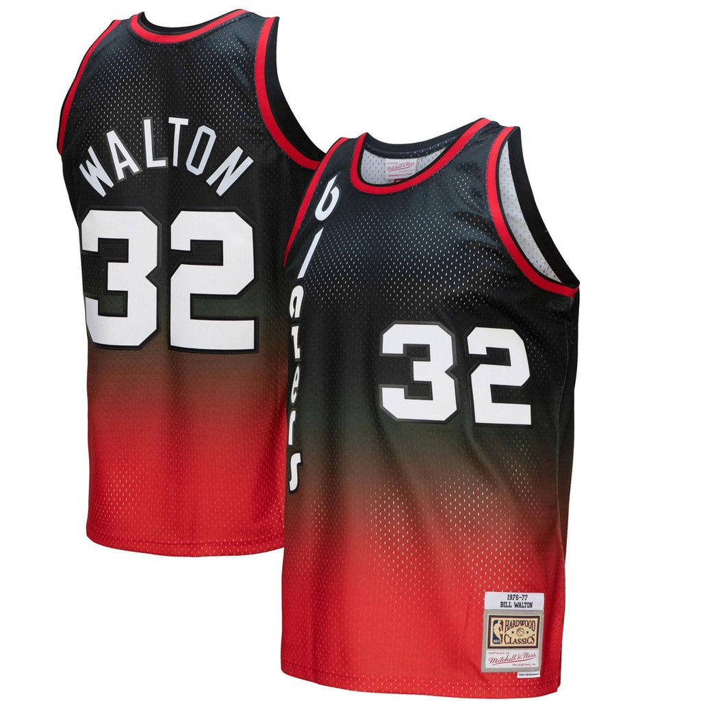 Bill Walton Portland Trail Blazers Mitchell & Ness 1976/ 77 Hardwood Classics Fadeaway Swingman Player Jersey - Red/ Black | NBA Fan Gear