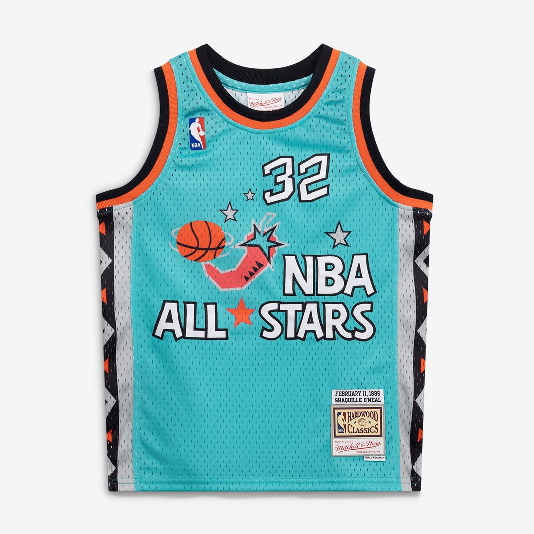 Shaquille O'Neal 1996 NBA All-Star Game Mitchell & Ness Youth Hardwood Classics Swingman Jersey - Teal | Fan Gear