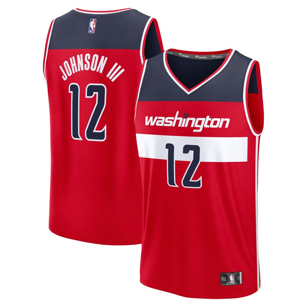 Tre Johnson III Washington Wizards Fanatics 2025 NBA Draft First Round Pick Fast Break Replica Jersey - Icon Edition - Red | Fan Gear