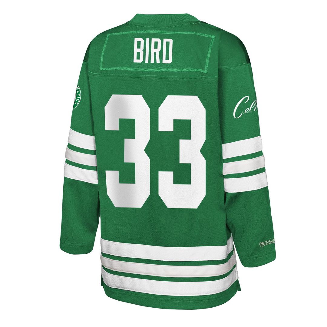 Larry Bird Boston Celtics Mitchell & Ness Youth Maxxed Out 2.0 Fashion Hockey Jersey - Kelly Green | NBA Fan Gear