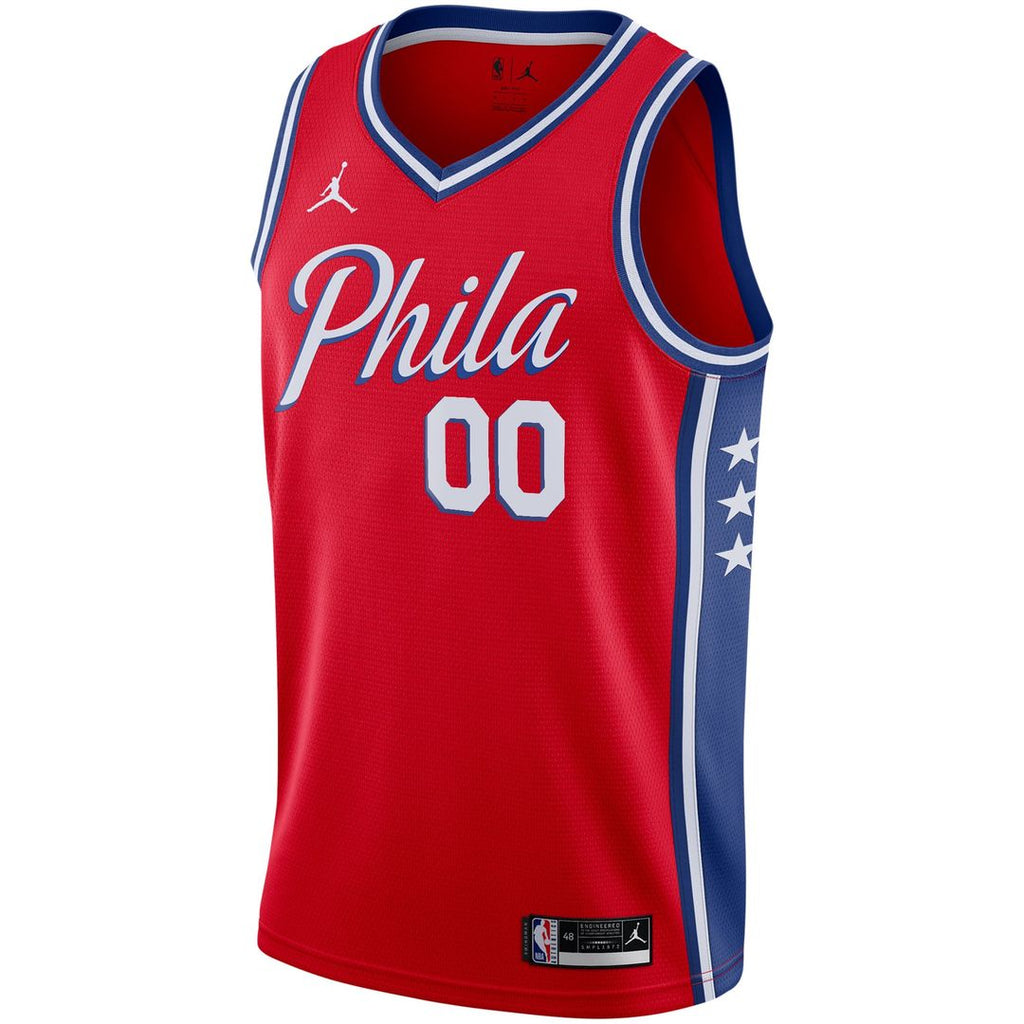 Philadelphia 76ers Jordan Brand Swingman Custom Jersey - Statement Edition - Red | NBA Fan Gear