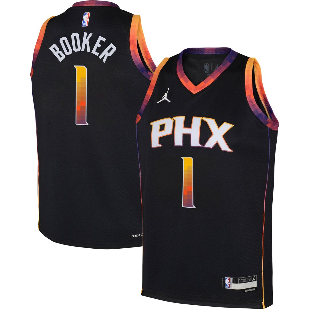 Devin Booker Phoenix Suns Jordan Brand Youth Swingman Jersey - Statement Edition - Black | NBA Fan Gear