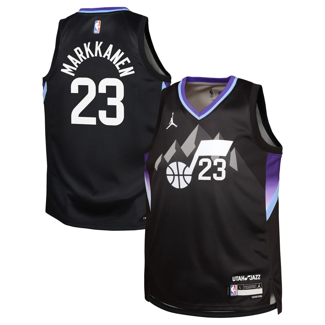 Lauri Markkanen Utah Jazz Jordan Brand Youth Swingman Jersey - Statement Edition - Black | NBA Fan Gear