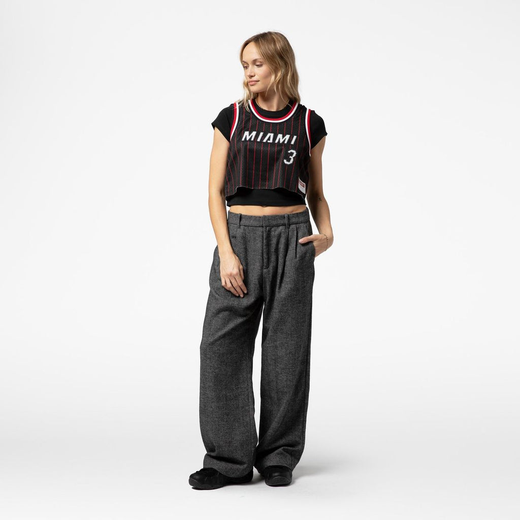 Dwyane Wade Miami Heat Mitchell & Ness x DANNIJO Women's Fashion Cropped Basketball Jersey - Black | NBA Fan Gear