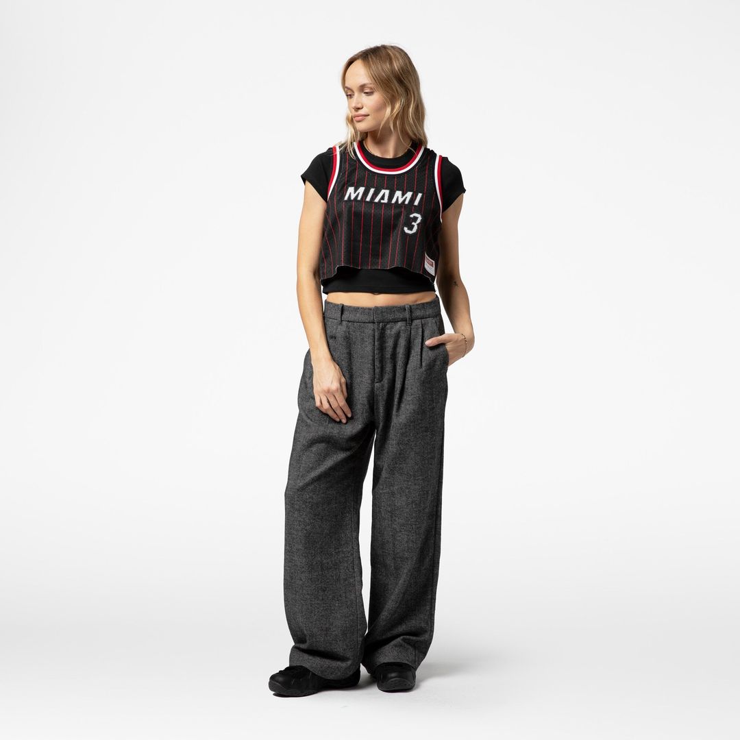 Dwyane Wade Miami Heat Mitchell & Ness x DANNIJO Women's Fashion Cropped Basketball Jersey - Black | NBA Fan Gear