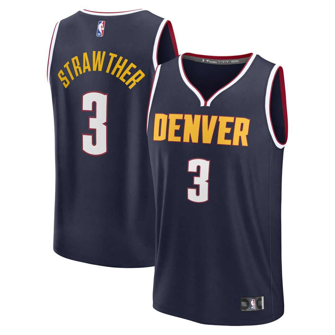 Julian Strawther Denver Nuggets Fanatics Fast Break Replica Player Jersey - Icon Edition - Navy | NBA Fan Gear