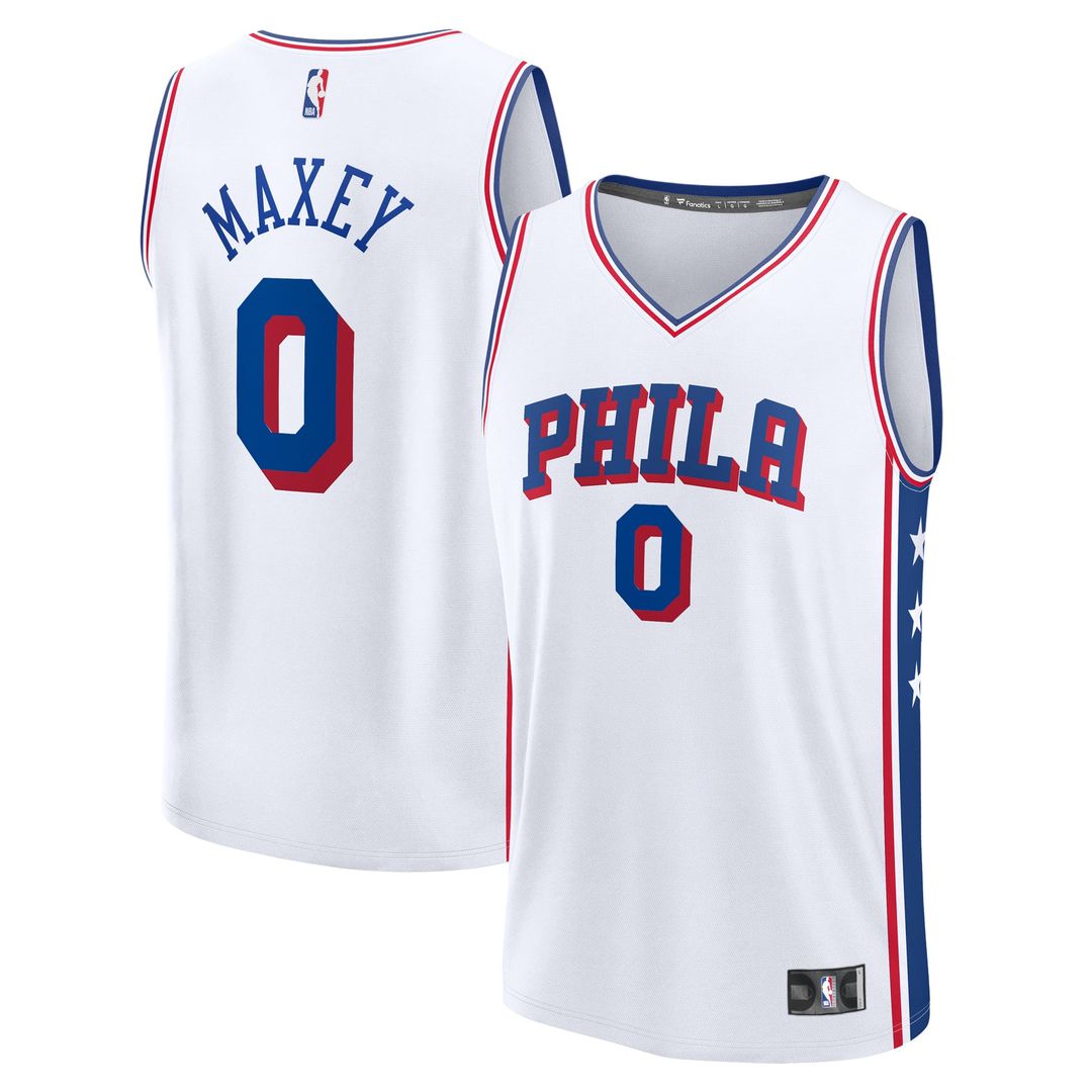 Tyrese Maxey Philadelphia 76ers Fanatics Fast Break Replica Player Jersey - Association Edition - White | NBA Fan Gear