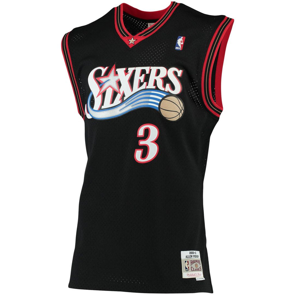 Allen Iverson Philadelphia 76ers Mitchell & Ness 2000/ 01 Big & Tall Hardwood Classics Swingman Jersey - Black | NBA Fan Gear