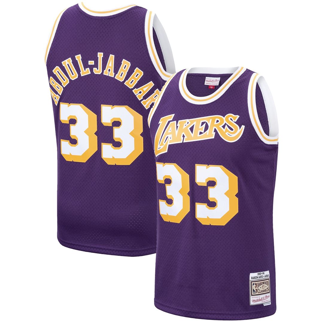 Kareem Abdul-Jabbar Los Angeles Lakers Mitchell & Ness Hardwood Classics Swingman Jersey - Purple | NBA Fan Gear