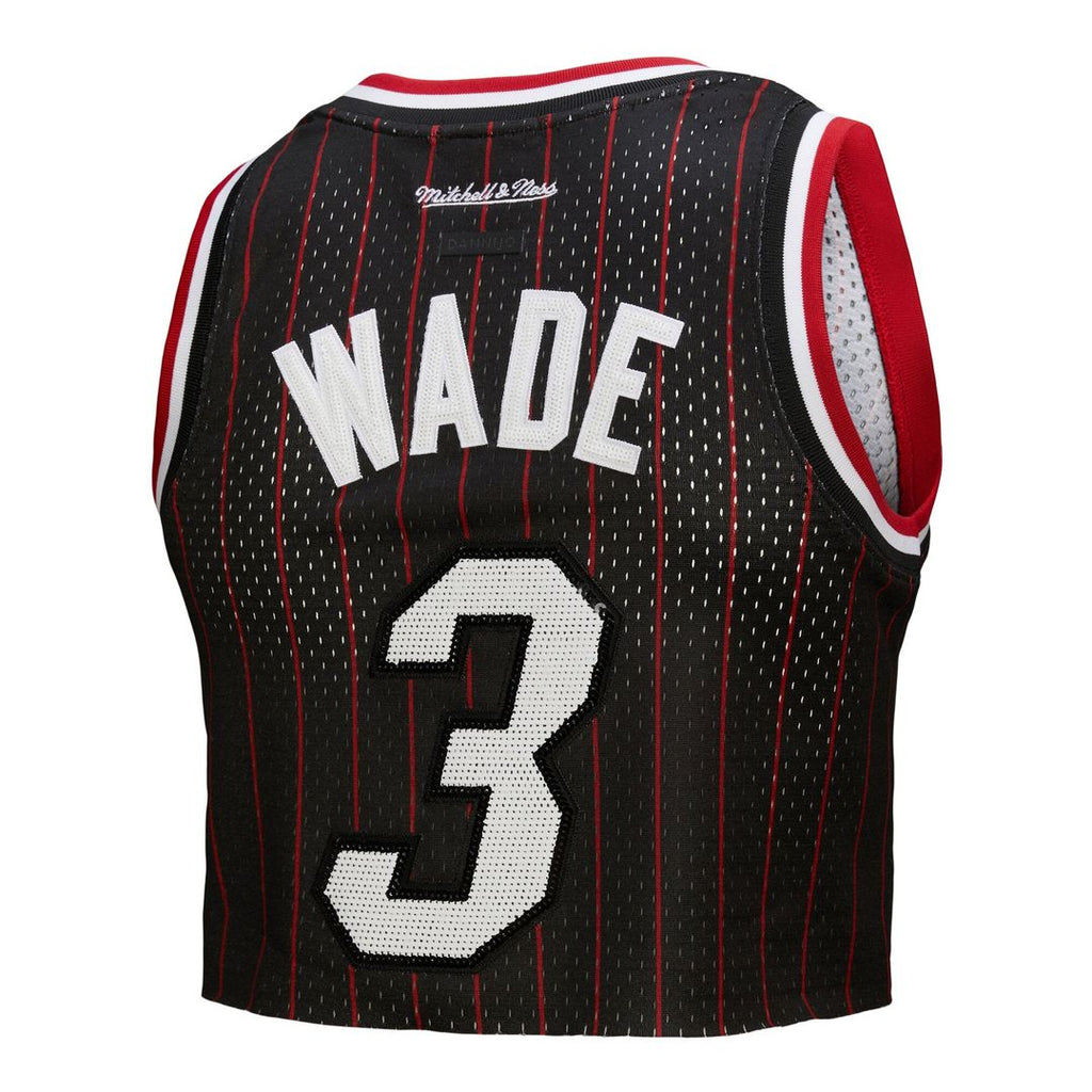 Dwyane Wade Miami Heat Mitchell & Ness x DANNIJO Women's Fashion Cropped Basketball Jersey - Black | NBA Fan Gear
