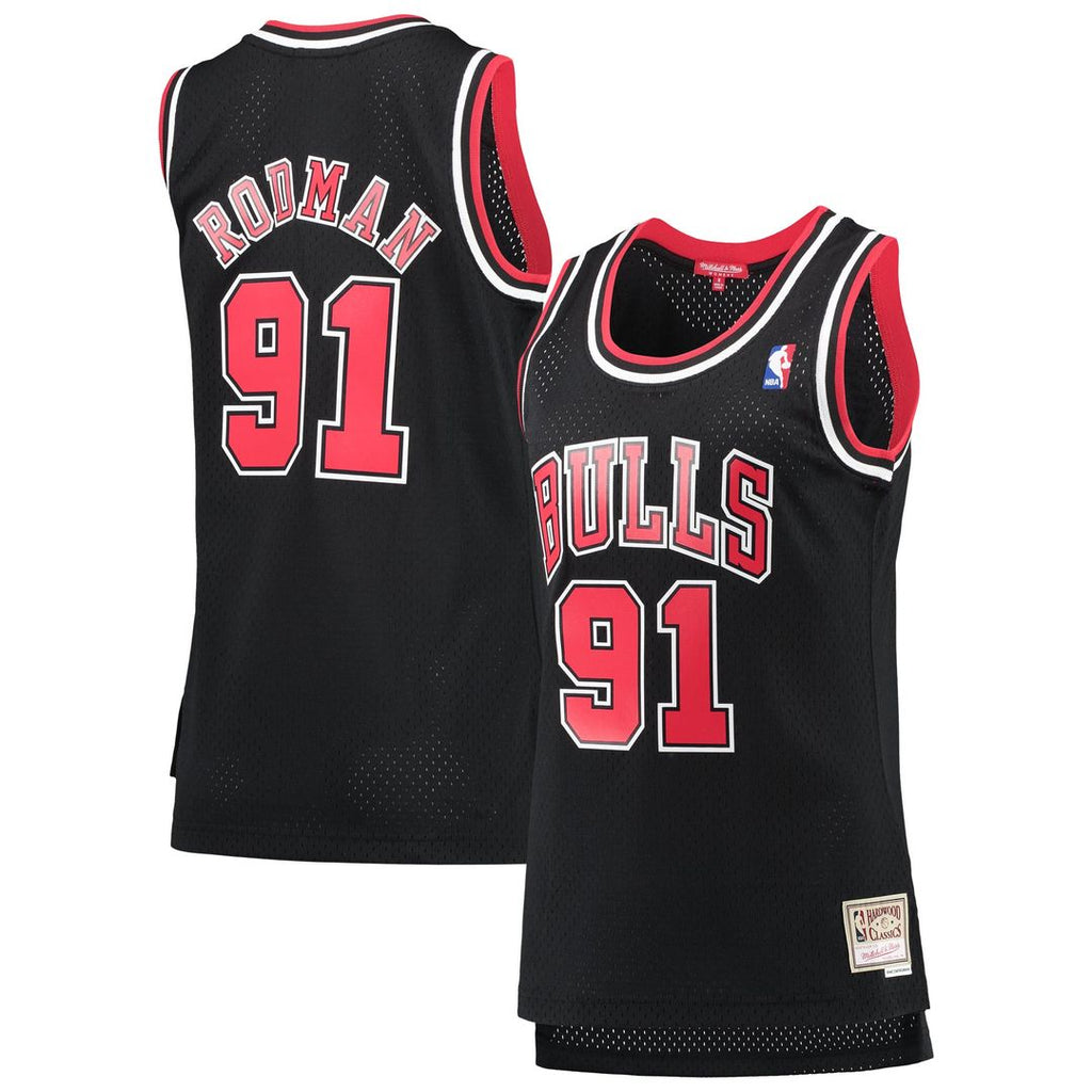 Dennis Rodman Chicago Bulls Mitchell & Ness Women's Hardwood Classics Swingman Jersey - Black | NBA Fan Gear