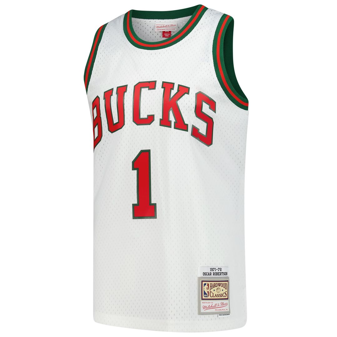 Oscar Robertson Milwaukee Bucks Mitchell & Ness Hardwood Classics Swingman Jersey - White | NBA Fan Gear