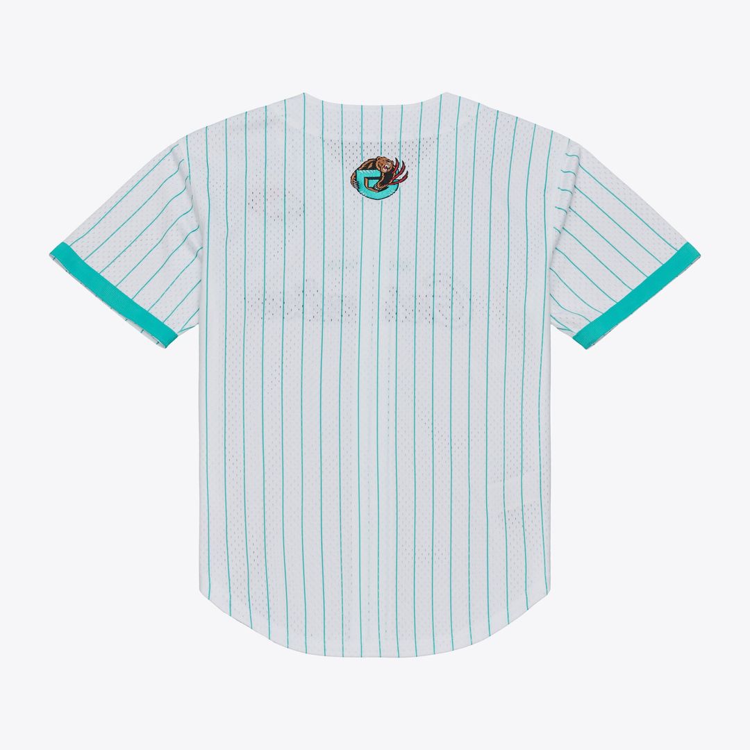 Memphis Grizzlies Mitchell & Ness Head Coach Pinstripe Mesh Full-Button Baseball Jersey - White | NBA Fan Gear