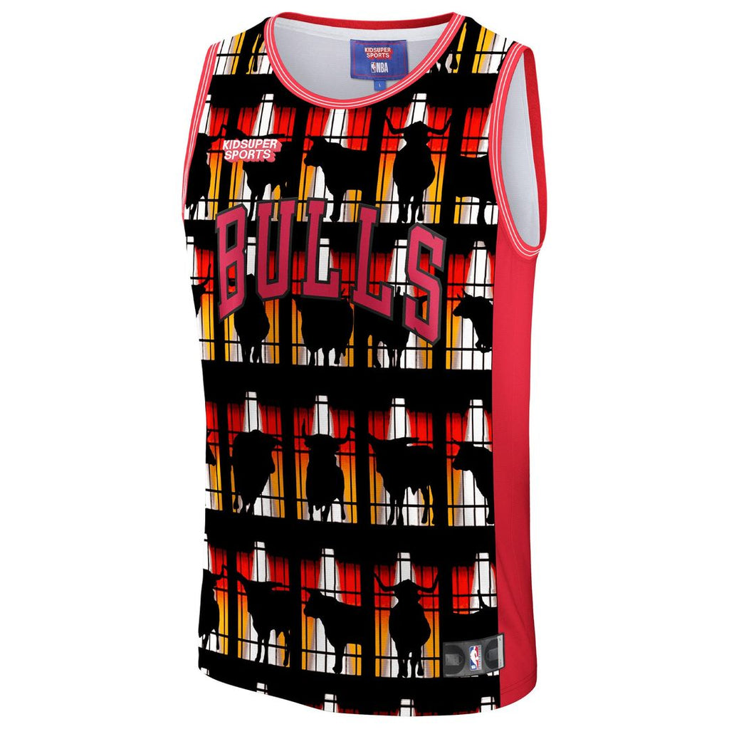 Chicago Bulls NBA & KidSuper Studios by Fanatics Unisex Hometown Jersey - Red | NBA x KidSuper Fan Gear