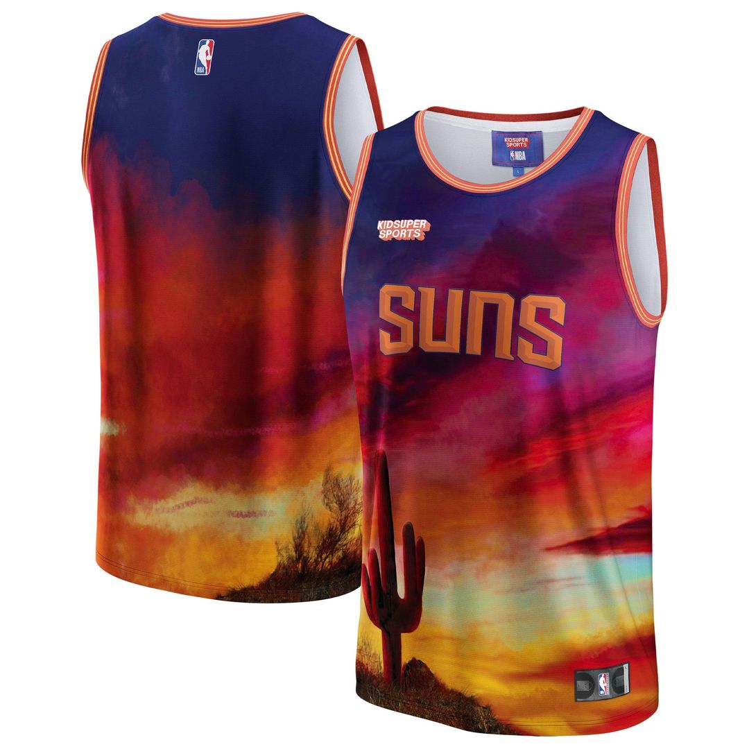 Phoenix Suns NBA & KidSuper Studios by Fanatics Unisex Hometown Jersey - Red | NBA x KidSuper Fan Gear