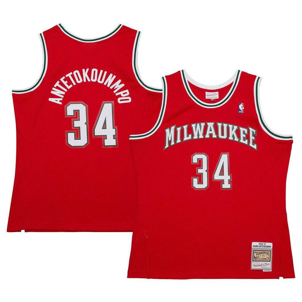 Giannis Antetokounmpo Milwaukee Bucks Mitchell & Ness 2014/ 15 Hardwood Classics Swingman Jersey - Red | NBA Fan Gear