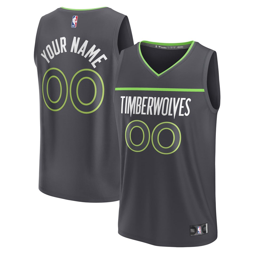 Minnesota Timberwolves Fanatics Youth Custom Fast Break Jersey - Statement Edition - Black | NBA Fan Gear