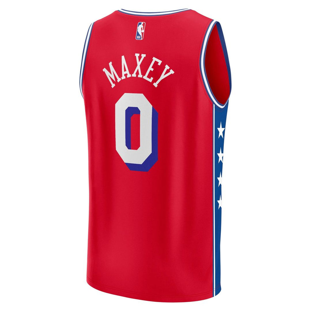 Tyrese Maxey Philadelphia 76ers Fanatics Fast Break Replica Player Jersey - Statement Edition - Red | NBA Fan Gear