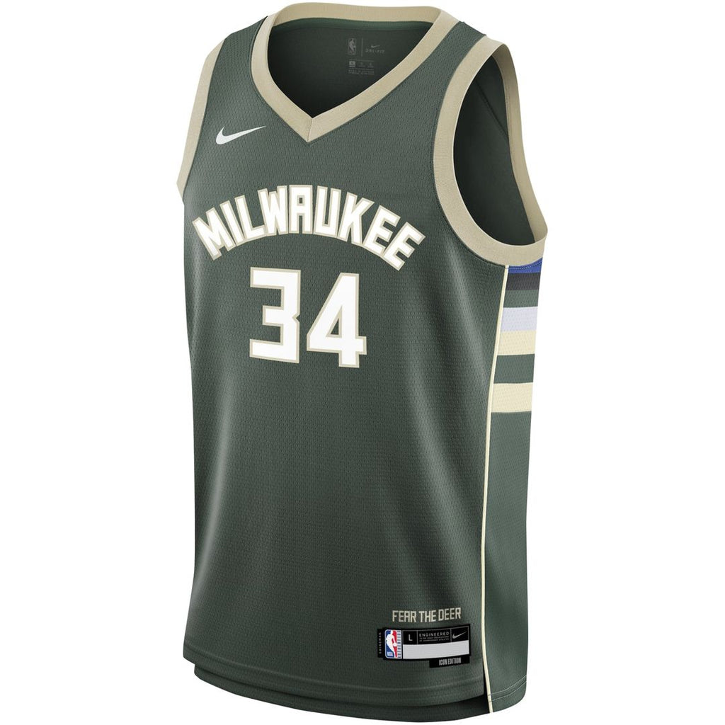 Giannis Antetokounmpo Milwaukee Bucks Nike Youth Swingman Jersey - Icon Edition - Hunter Green | NBA Fan Gear