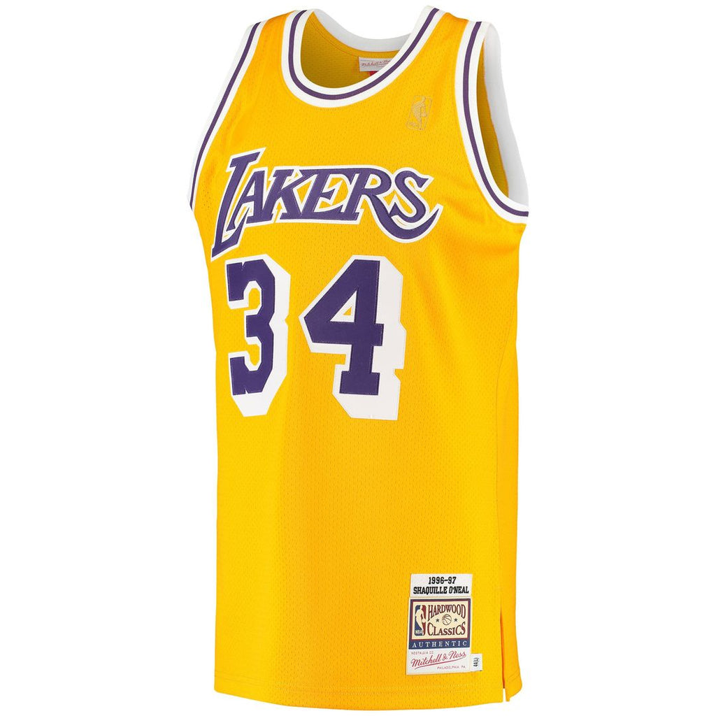 Shaquille O'Neal Los Angeles Lakers Mitchell & Ness 1996/ 97 Hardwood Classics Authentic Jersey - Gold | NBA Fan Gear