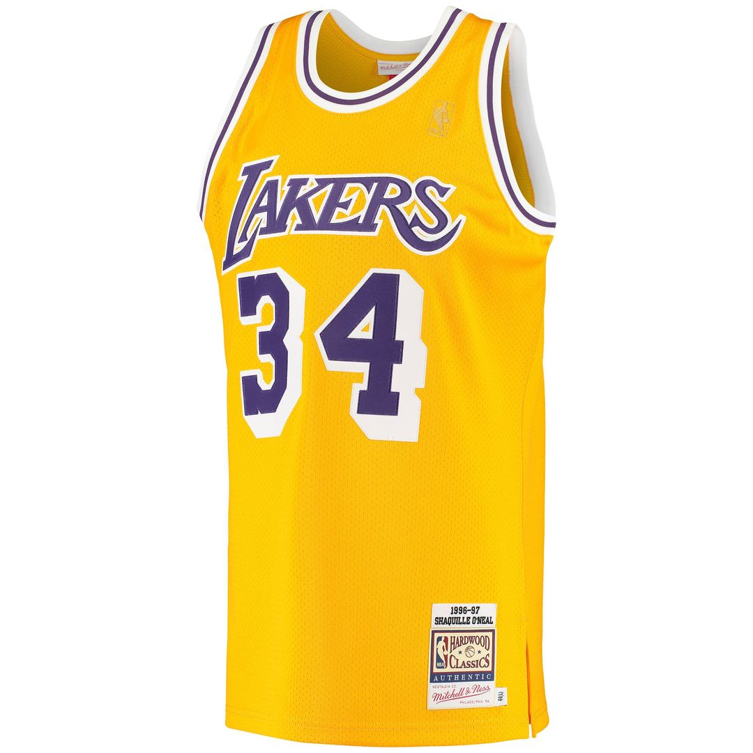 Shaquille O'Neal Los Angeles Lakers Mitchell & Ness 1996/ 97 Hardwood Classics Authentic Jersey - Gold | NBA Fan Gear