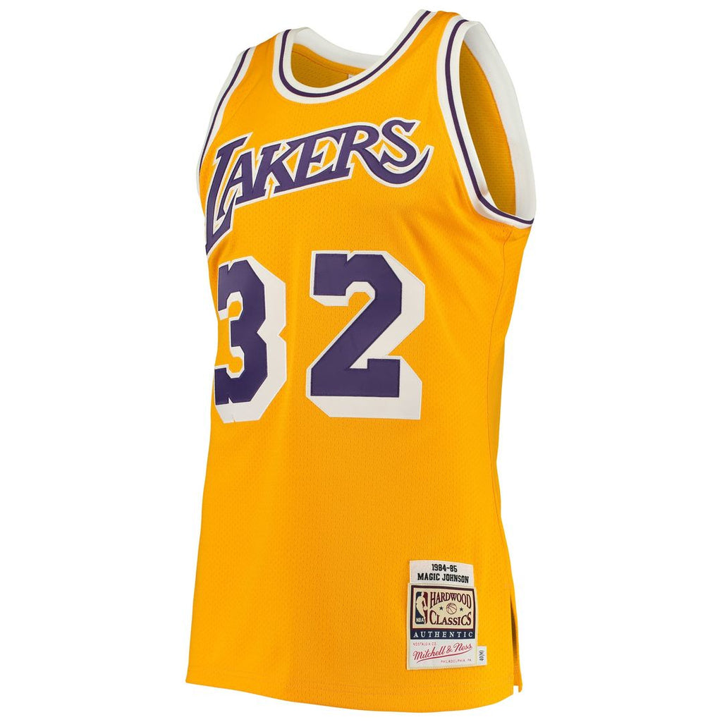 Magic Johnson Los Angeles Lakers Mitchell & Ness 1984/ 85 Hardwood Classics Authentic Jersey - Gold | NBA Fan Gear