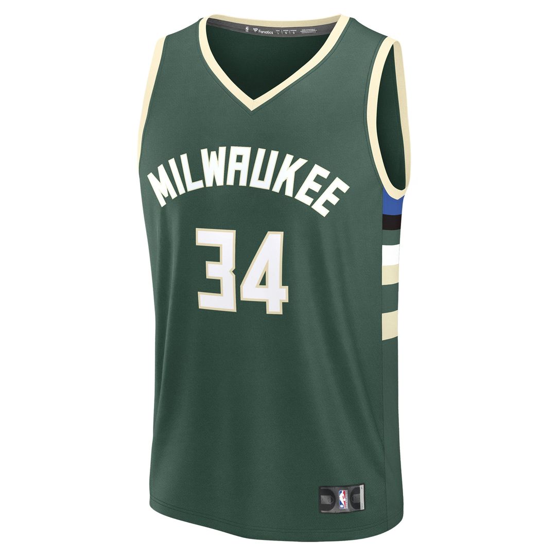 Giannis Antetokounmpo Milwaukee Bucks Fanatics Fast Break Replica Player Jersey - Icon Edition - Hunter Green | NBA Fan Gear