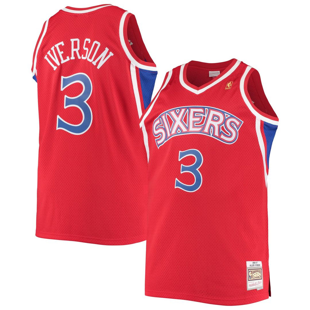 Allen Iverson Philadelphia 76ers Mitchell & Ness 1996/ 97 Big & Tall Hardwood Classics Swingman Jersey - Red | NBA Fan Gear
