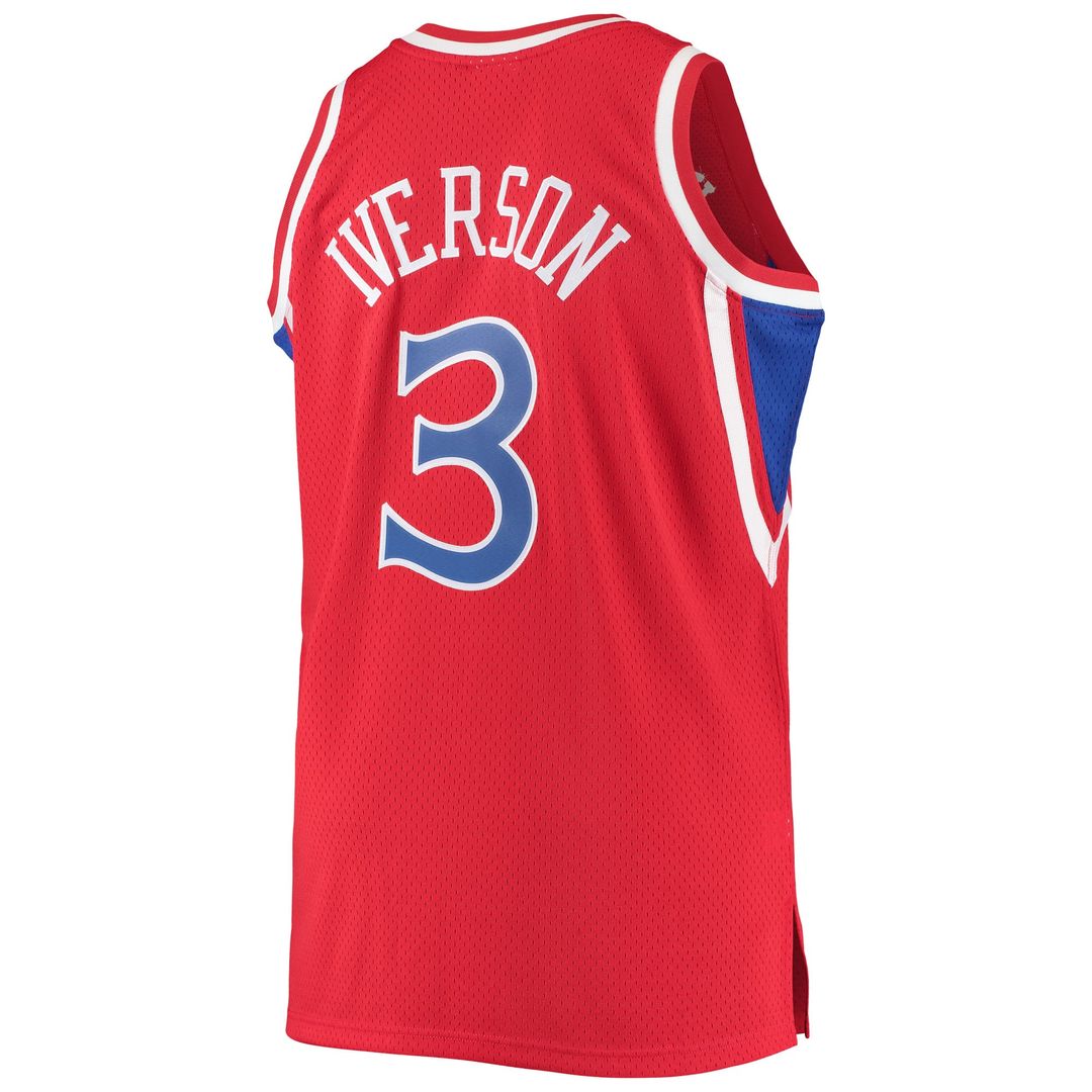 Allen Iverson Philadelphia 76ers Mitchell & Ness 1996/ 97 Big & Tall Hardwood Classics Swingman Jersey - Red | NBA Fan Gear