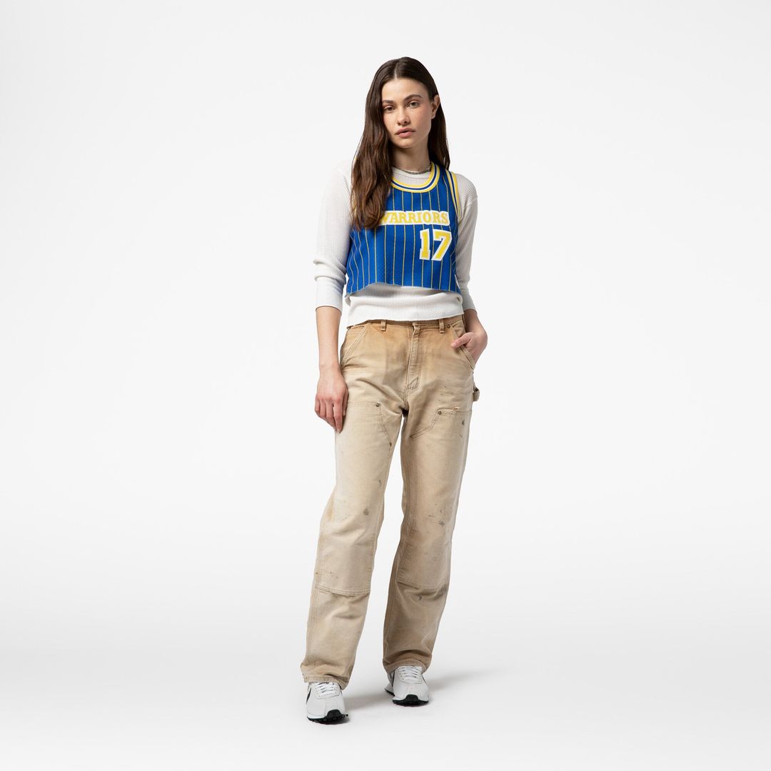 Chris Mullin Golden State Warriors Mitchell & Ness x DANNIJO Women's Fashion Cropped Basketball Jersey - Royal | NBA Fan Gear