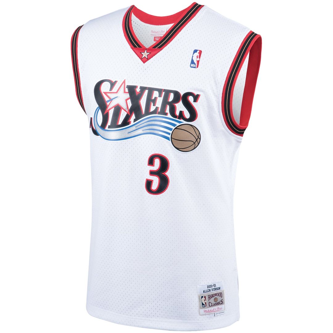Allen Iverson Philadelphia 76ers Mitchell & Ness Hardwood Classics Swingman Jersey - White | NBA Fan Gear