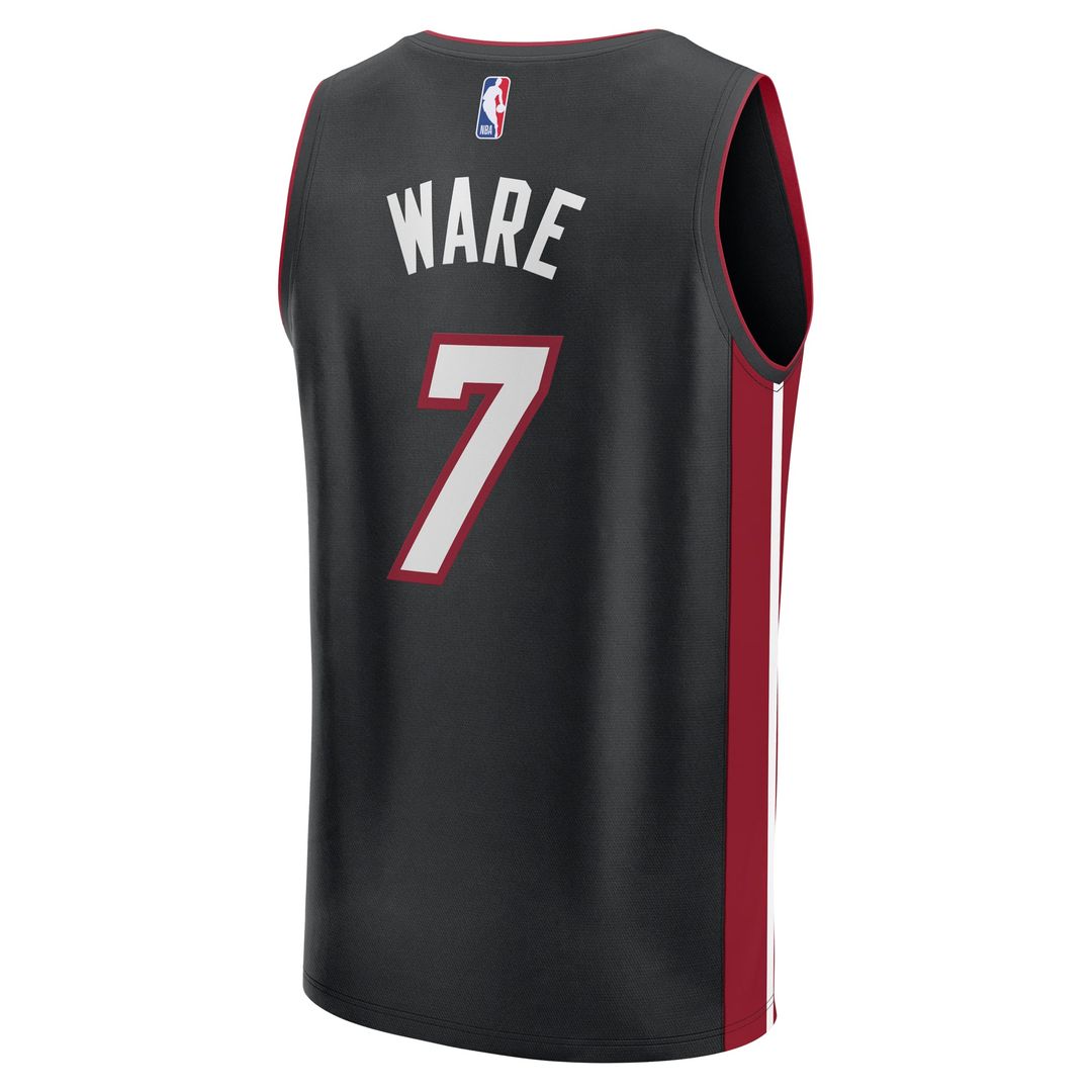 Kel'el Ware Miami Heat Fanatics Fast Break Replica Player Jersey - Icon Edition - Black | NBA Fan Gear