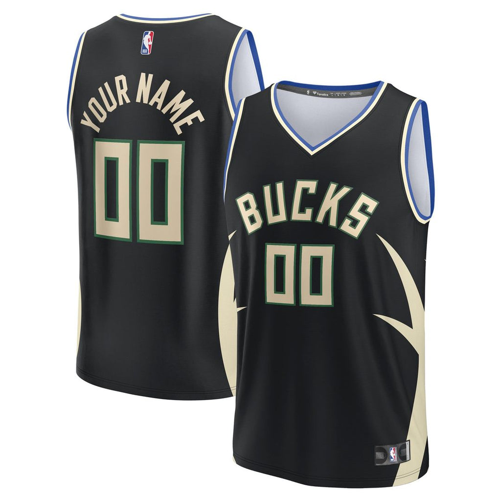 Milwaukee Bucks Fanatics Custom Fast Break Jersey - Statement Edition - Black | NBA Fan Gear