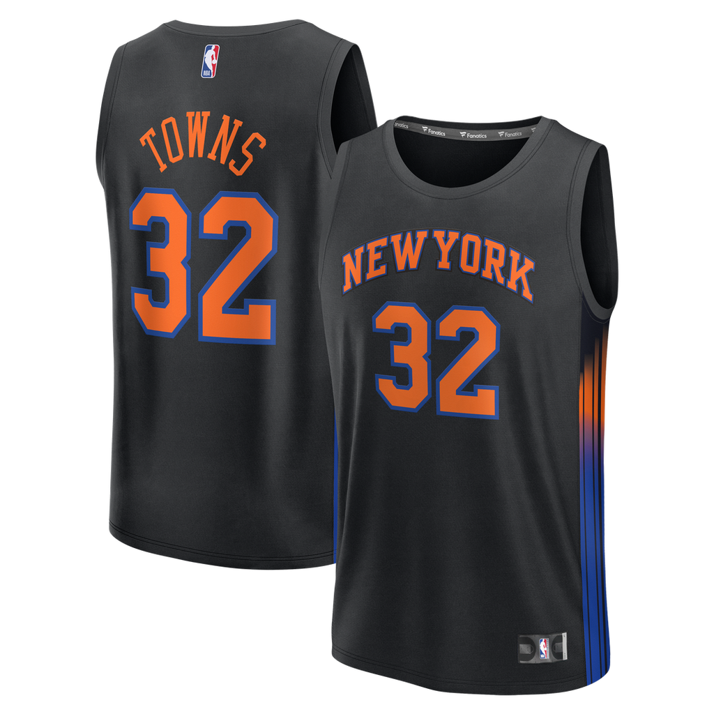 Karl-Anthony Towns New York Knicks Fanatics Youth Fast Break Jersey - Statement Edition - Black | NBA Fan Gear