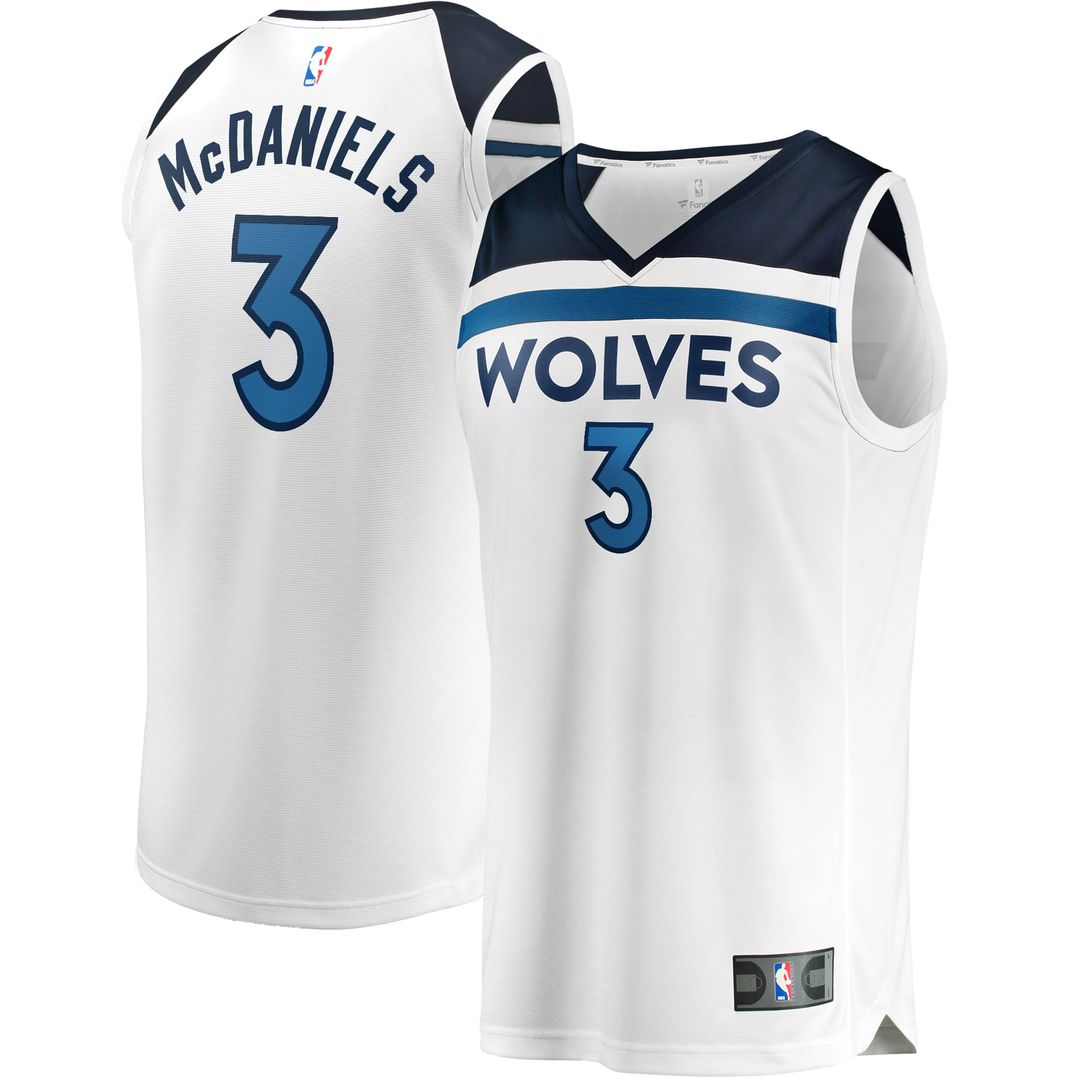 Jaden McDaniels Minnesota Timberwolves Fanatics Fast Break Replica Player Jersey - Association Edition - White | NBA Fan Gear